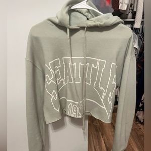 Seattle Mint Green Cropped Hoodie